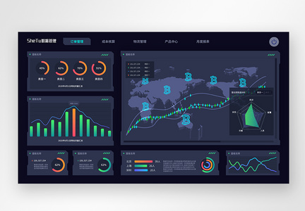 深色财务类数据可视化web页图片