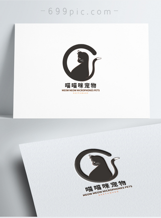 简约几猫咪logo设计图片