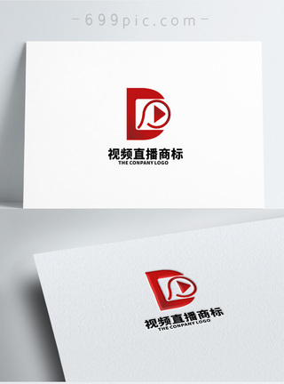 直播商标字母D影视logo设计模板