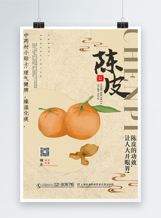 简约中国风陈皮中草药系列宣传海报图片