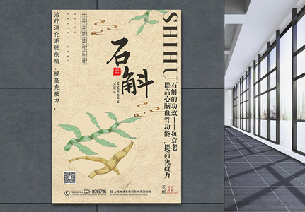 简约中国风石斛中草药系列宣传海报高清图片