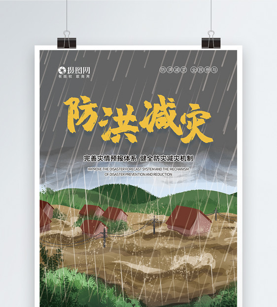 夏季防洪防灾宣传海报图片