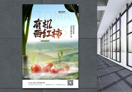 助农产品有机西红柿宣传海报图片