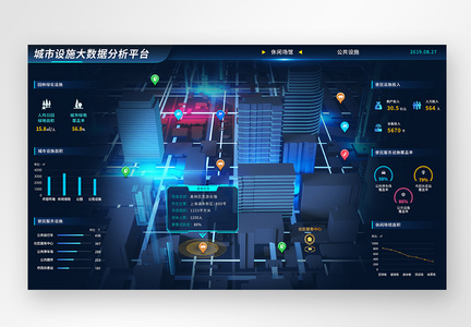 UI设计城市设施分析平台可视化大数据web界面图片