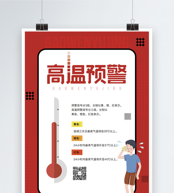 高温预警预防中暑公益宣传海报图片