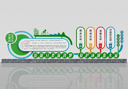 垃圾分类社区文化栏美陈设计图片