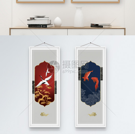 新中式 背景墙装饰画图片