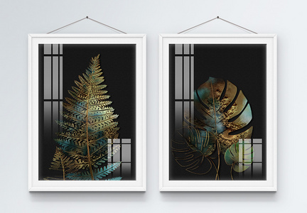 现代简约轻奢抽象植物树叶装饰画图片