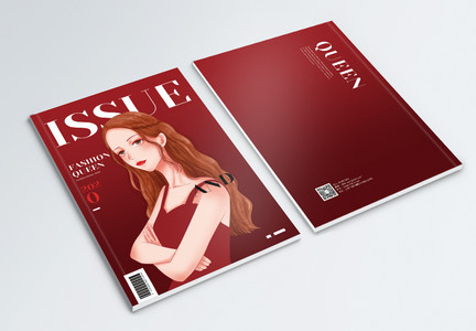 红色大气杂志风时尚女王画册封面图片