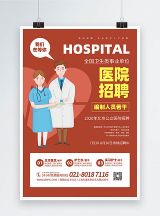 医院招聘医生护士招聘海报图片