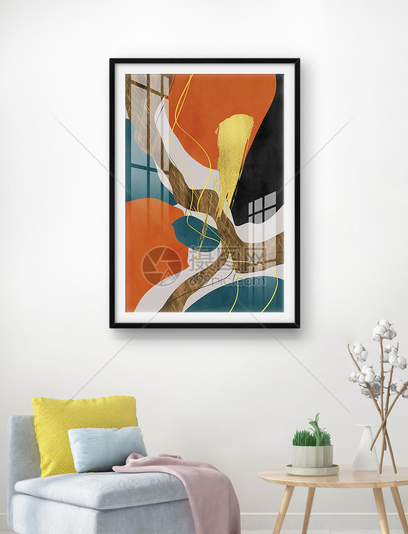 抽象手绘简约色块装饰画