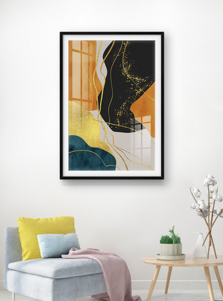 抽象手绘简约色块装饰画