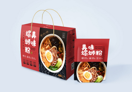 柳州特产美味螺蛳粉包装礼盒高清图片