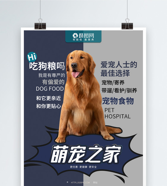 宠物店宠物医院护理托管海报图片