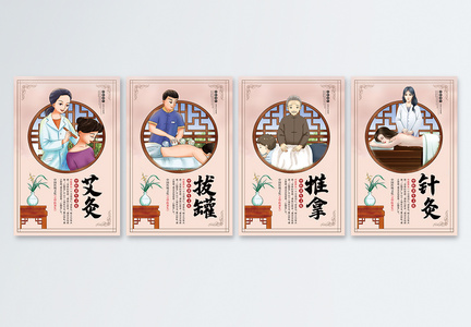 中医文化宣传四件套挂画图片
