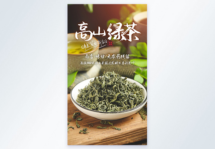 高山绿茶叶摄影海报图片