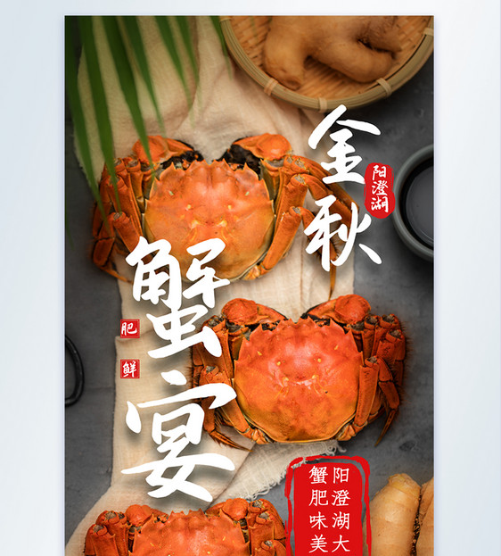 金秋蟹宴美食摄影图海报图片