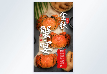 金秋蟹宴美食摄影图海报图片