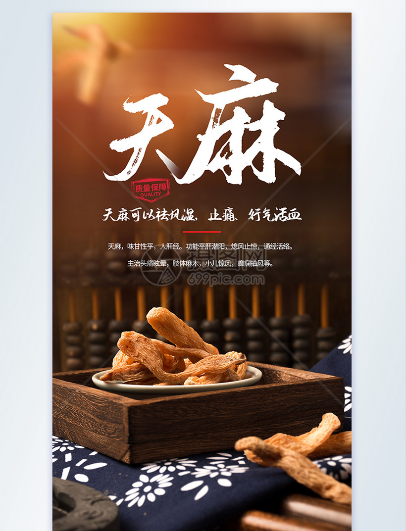 中药材天麻摄影海报