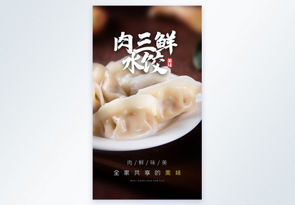 肉三鲜水饺美食摄影图海报图片