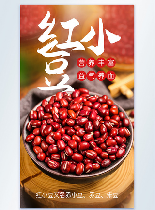 红小豆杂粮食材摄影海报图片