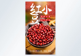 红小豆杂粮食材摄影海报图片