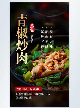 舌尖美食青椒炒肉美食摄影图海报模板