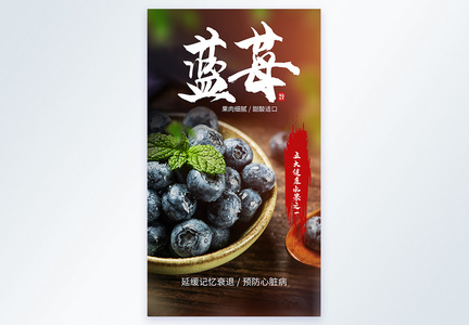 新鲜水果蓝莓摄影海报图片
