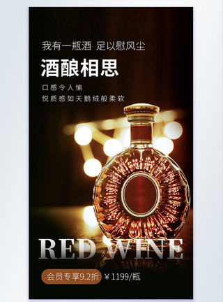 喝洋酒简约大气红酒摄影图海报模板