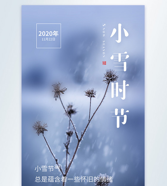 传统二十四节气小雪摄影图海报图片