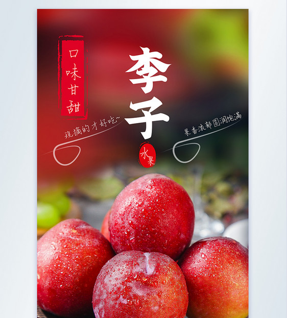 新鲜李子水果摄影图海报图片