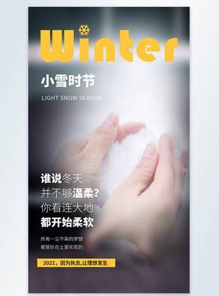 清新简约小雪节气摄影图海报图片