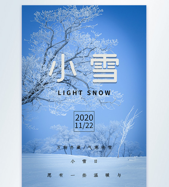 简约小雪节气摄影图海报图片