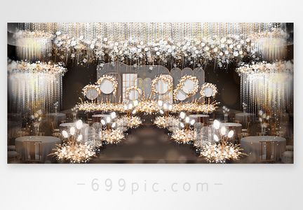 现代简约清新梦幻香槟森系主题婚礼效果图图片