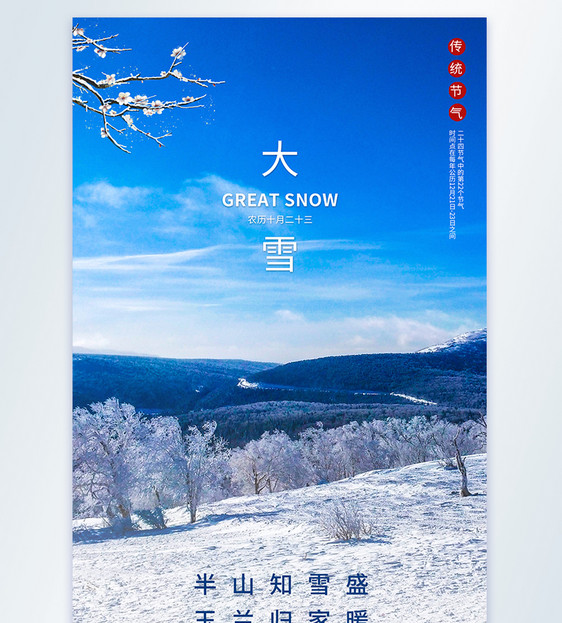 大雪节气二十四节气摄影图海报图片