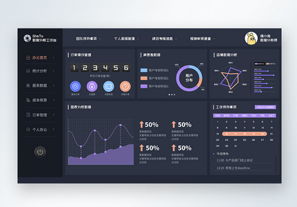 深色后台管理数据可视化web页图片