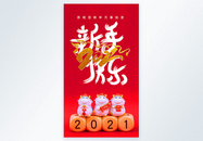 2021新年快乐祝福摄影图海报图片