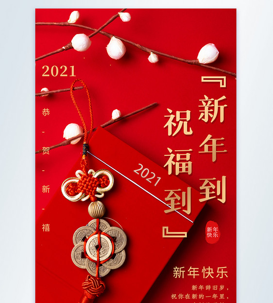 喜庆2021年新年摄影图海报图片