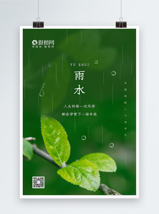 清新简约文艺雨水节气海报图片