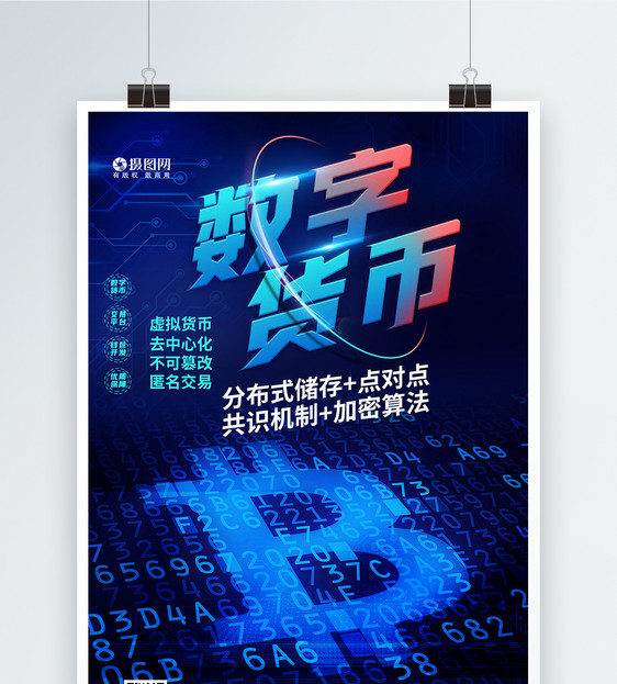 数字货币科技金融海报图片