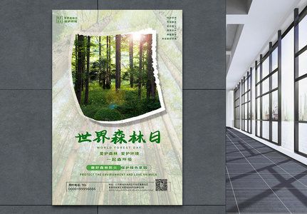 简约大气创意公益海报之世界森林日图片