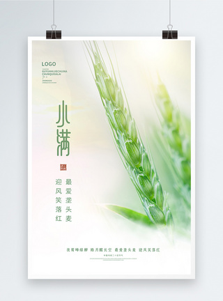 麦穗小满节气意境中国风宣传海报模板