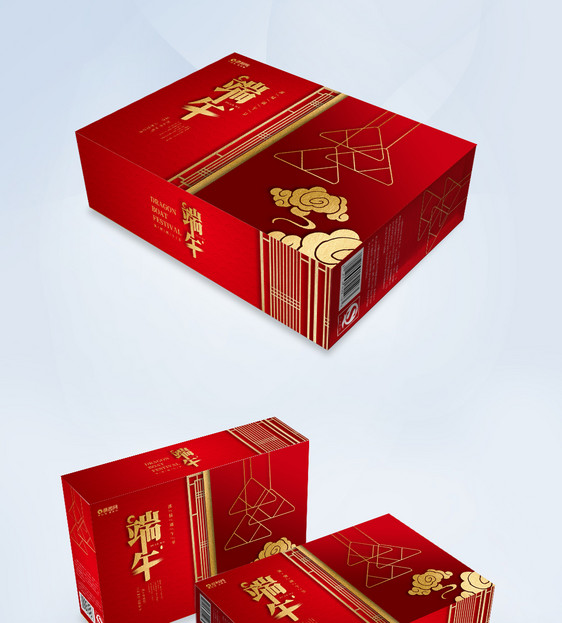 红金端午节粽子礼盒包装设计图片