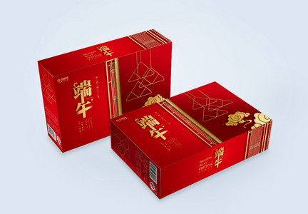 红金端午节粽子礼盒包装设计图片