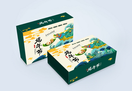 国潮风时尚大气粽子包装礼盒图片