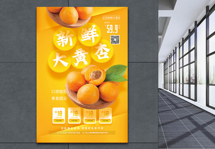 新鲜大黄杏促销海报高清图片