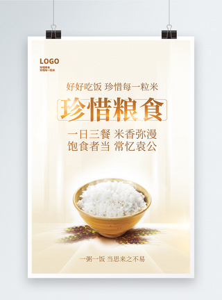 一碗米饭珍惜粮食忆袁公公益宣传海报模板