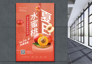 夏日水蜜桃水果促销海报图片