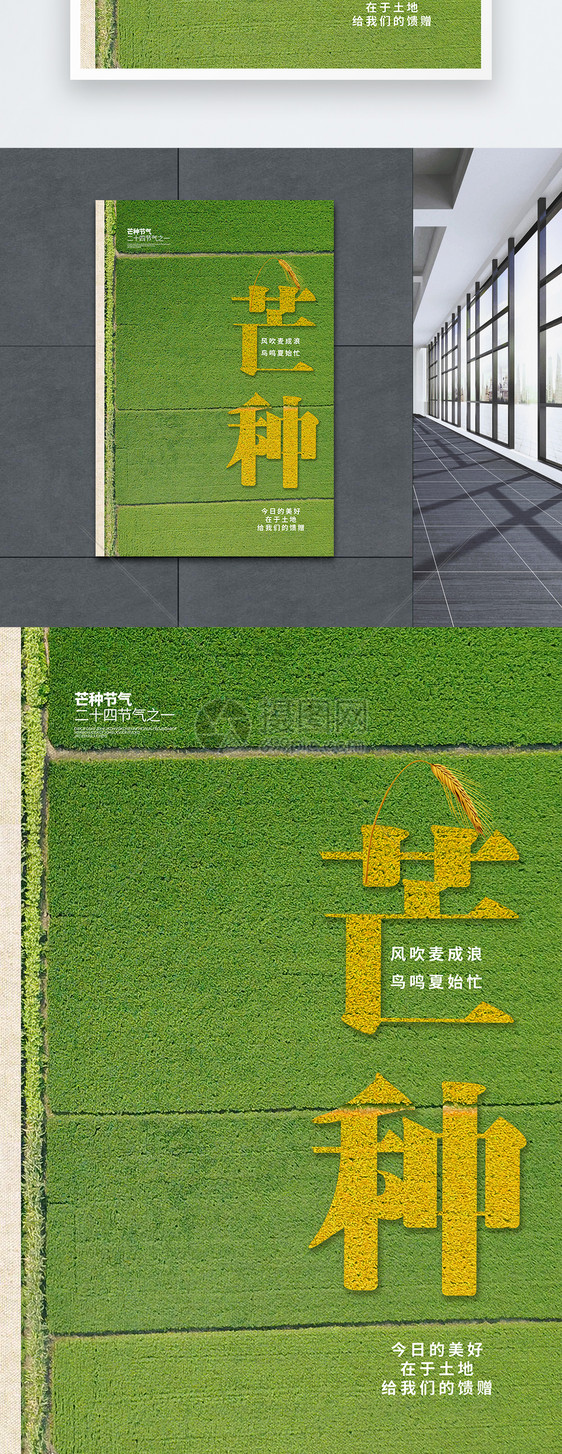 芒种节气创意大字报宣传海报图片