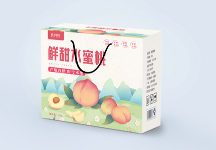 水蜜桃水果礼盒包装高清图片